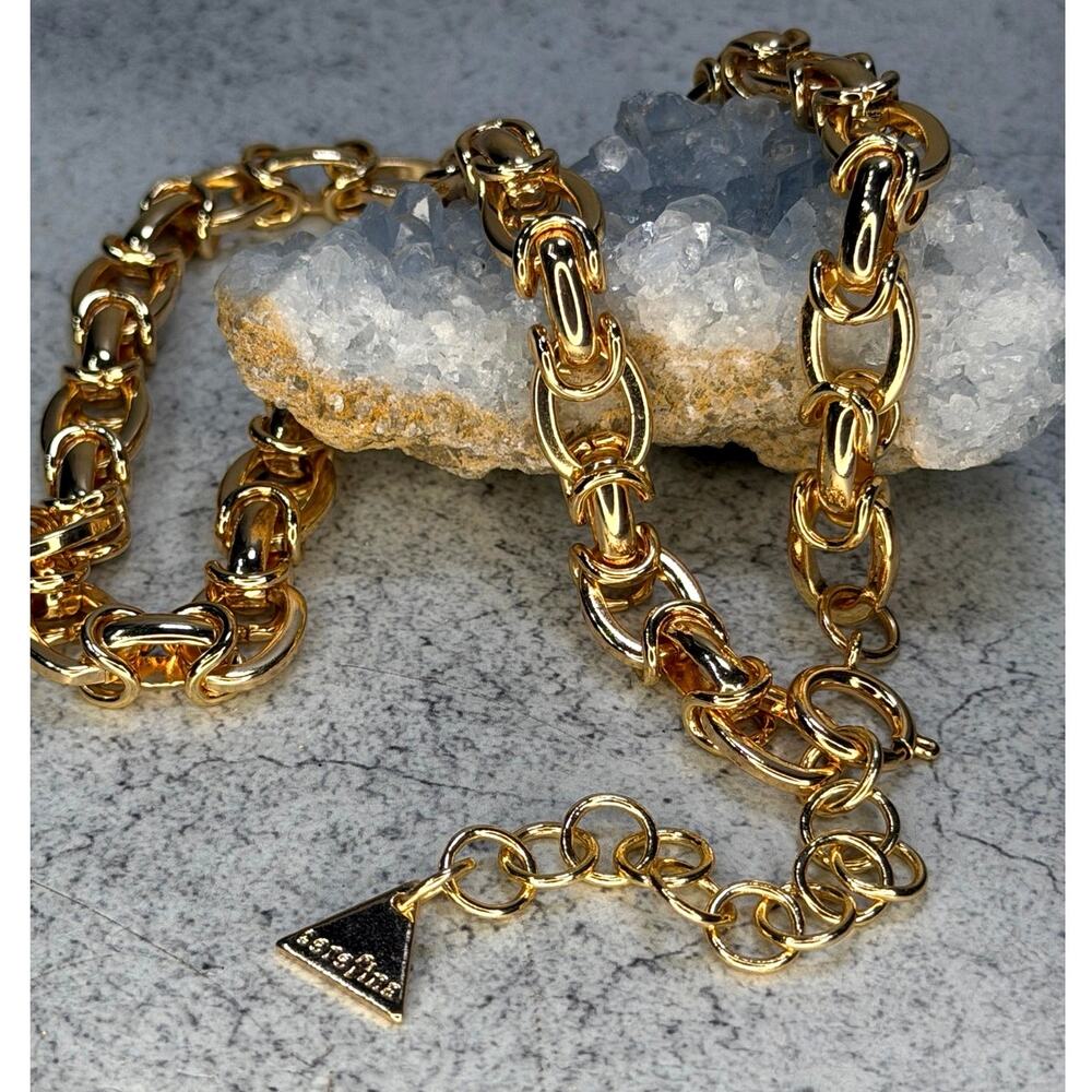 Anthropologie Gold Tone Chunky Knotted Chain link Necklace 14k GP Brass